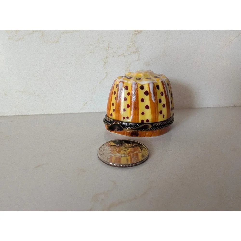 Limoges Peint Main Canele Pastry Trinket Box Hand Painted French Porcelain